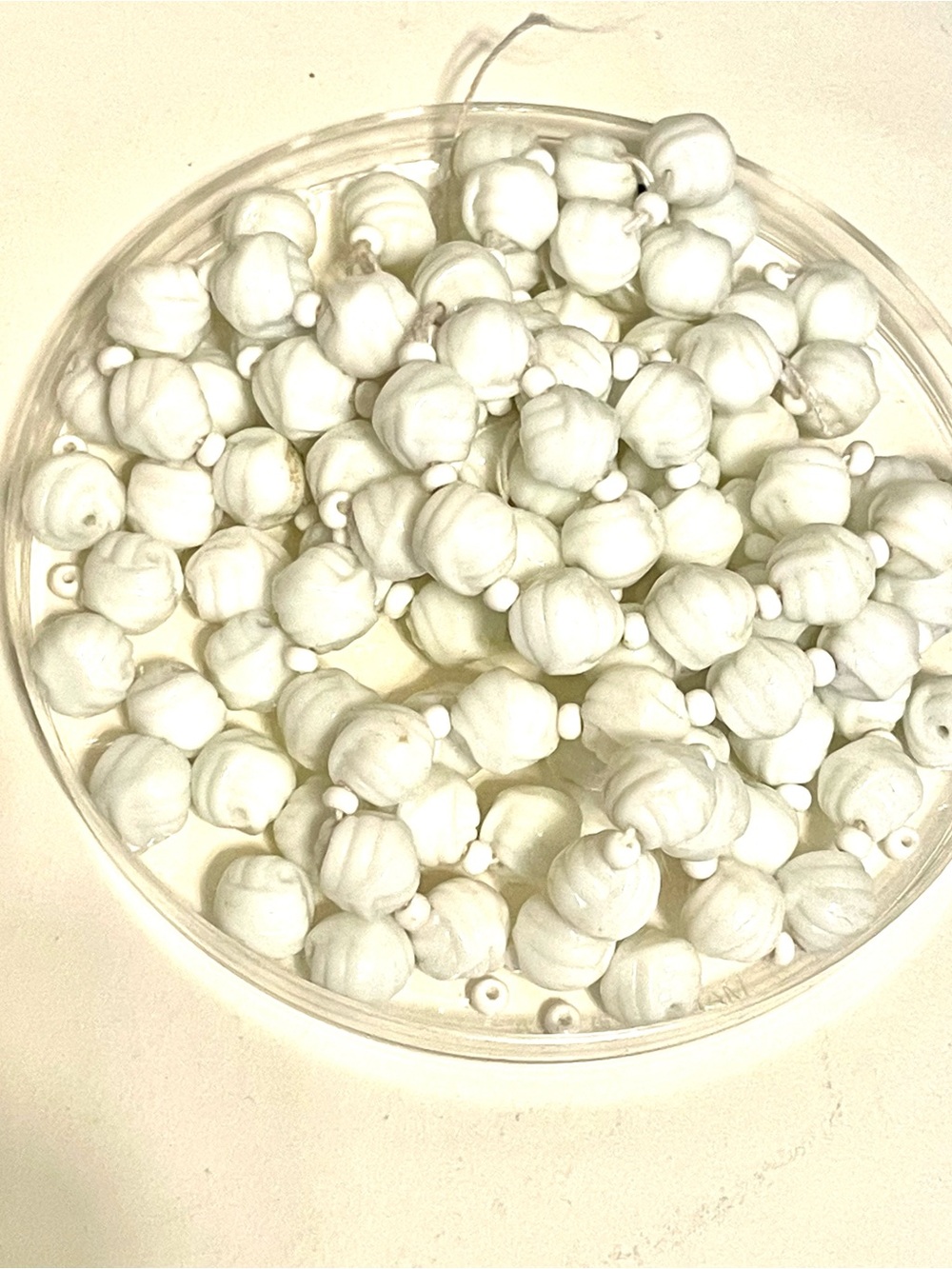 Vintage Carved Milk Glass Beads
